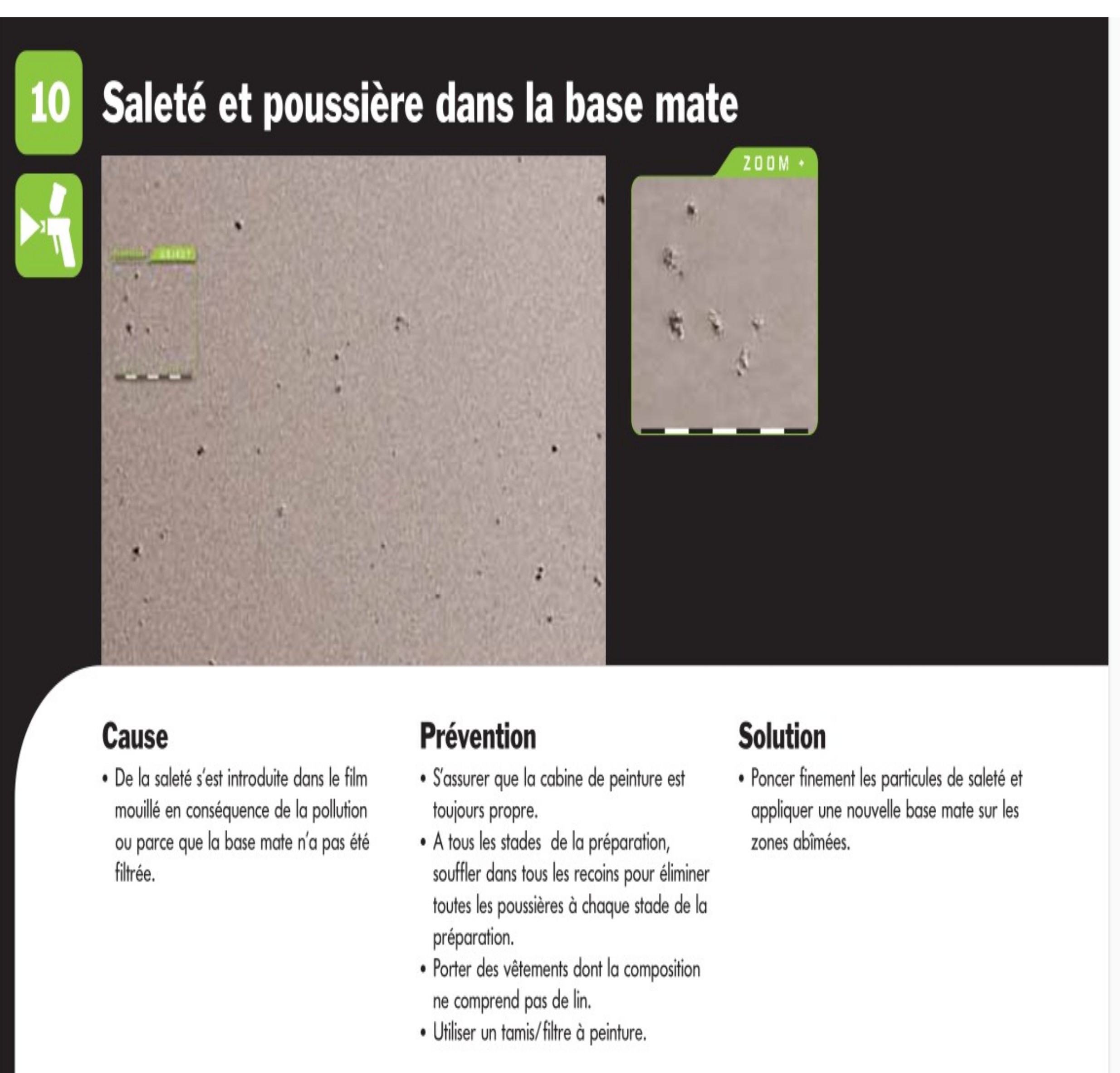 Exemple de défaut proche de ceux décrits par les sites spécialisés